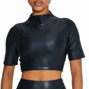 Faux leather crop top